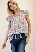 PRINTED RAYON NYLON TOP
