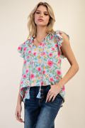 PRINTED RAYON NYLON TOP