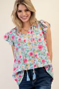PRINTED RAYON NYLON TOP