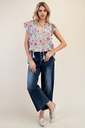 PRINTED RAYON NYLON TOP