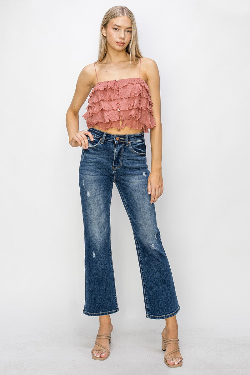 HIGH RISE ANKLE BOOTCUT JEANS