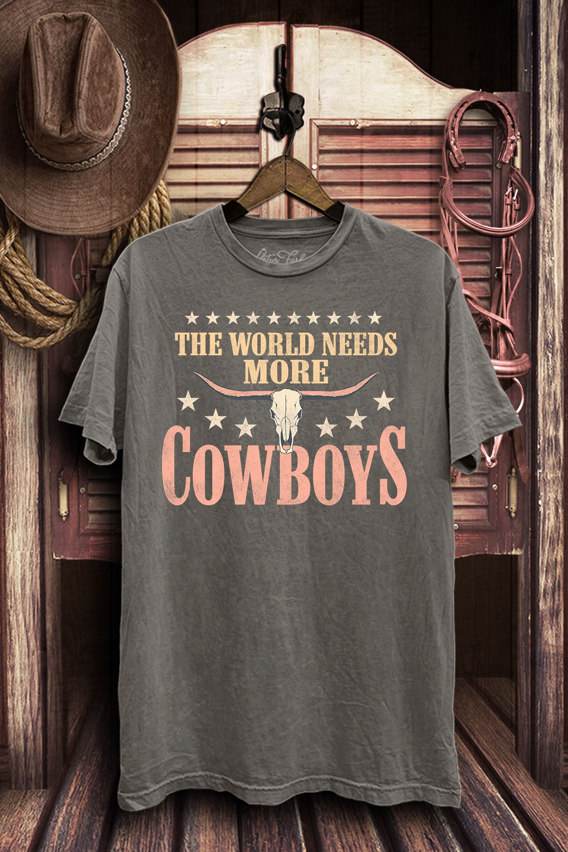 THE WORLD NEEDS MORE COWBOYS GRAPHIC TOP