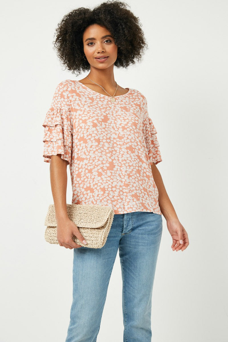 TIERED SLEEVE FLORAL