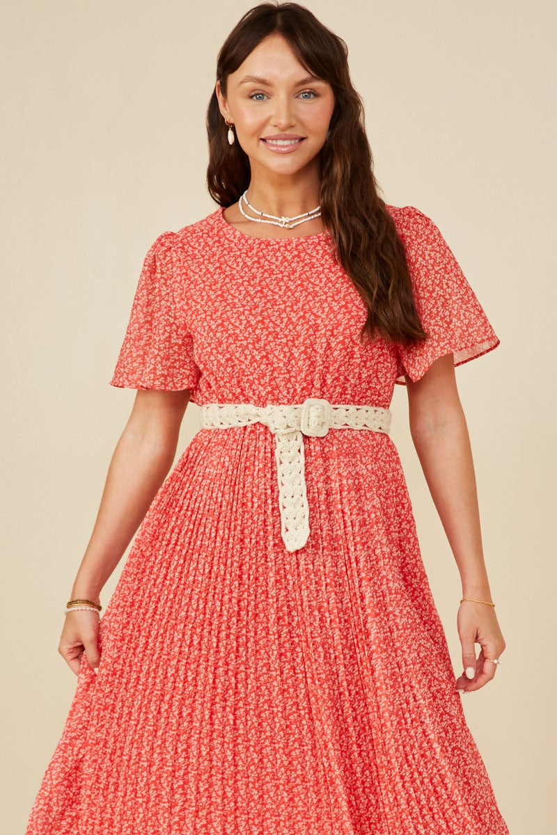 DITY FLORAL SHORT SLEEVE PLEATED DRESS