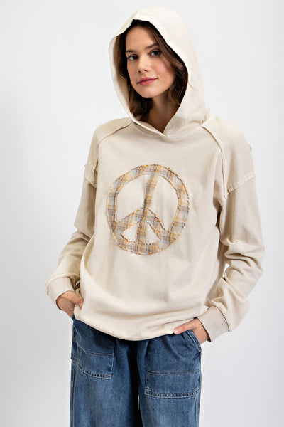 WASHED TERRY KNIT PULLOVER HOODIE