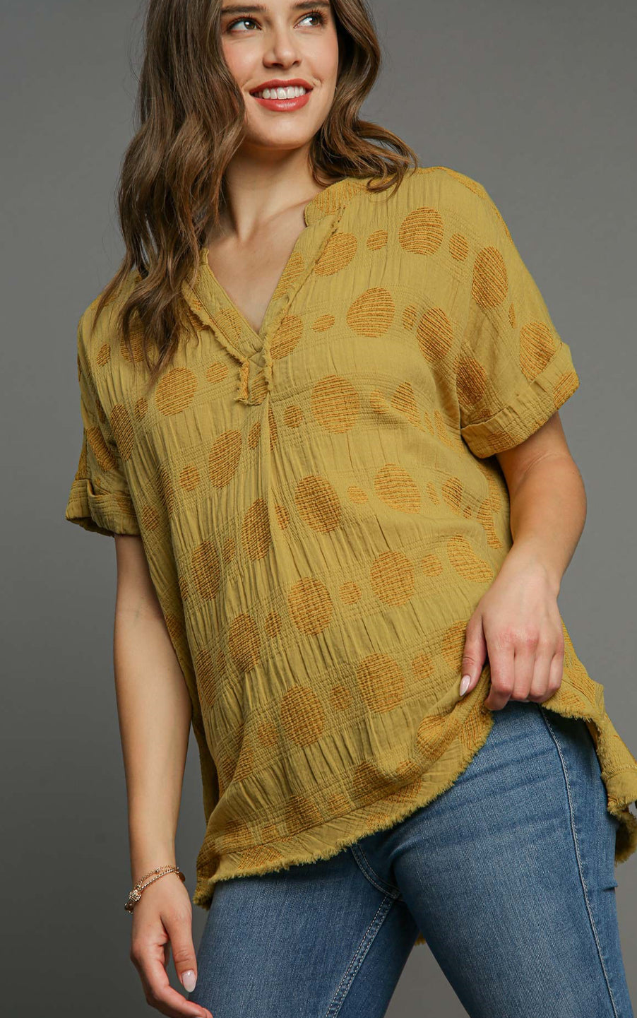 GOLDEN KIWI SWISS DOT JACQUARD TUNIC