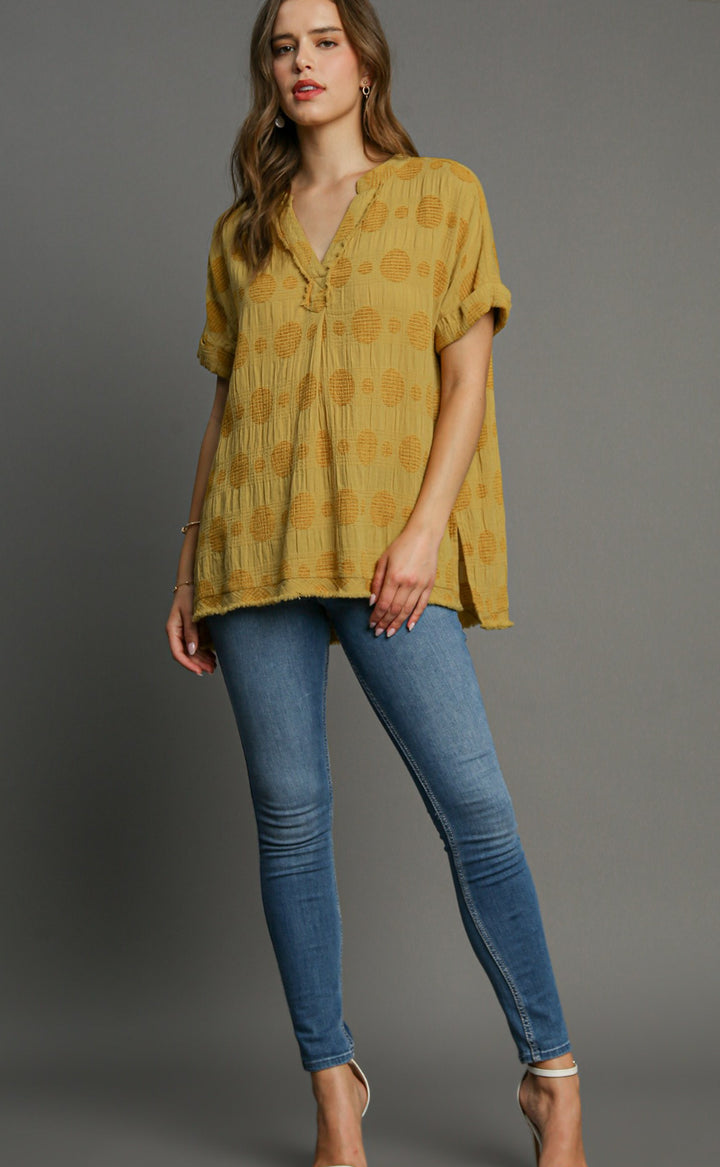 GOLDEN KIWI SWISS DOT JACQUARD TUNIC