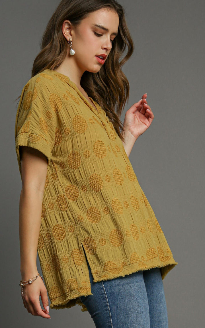 GOLDEN KIWI SWISS DOT JACQUARD TUNIC