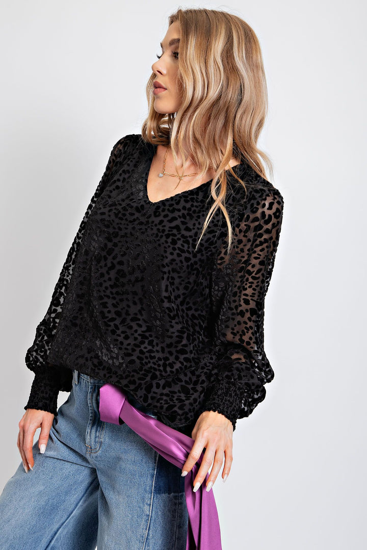 BURNOUT ANIMAL PATTERNED BLOUSE