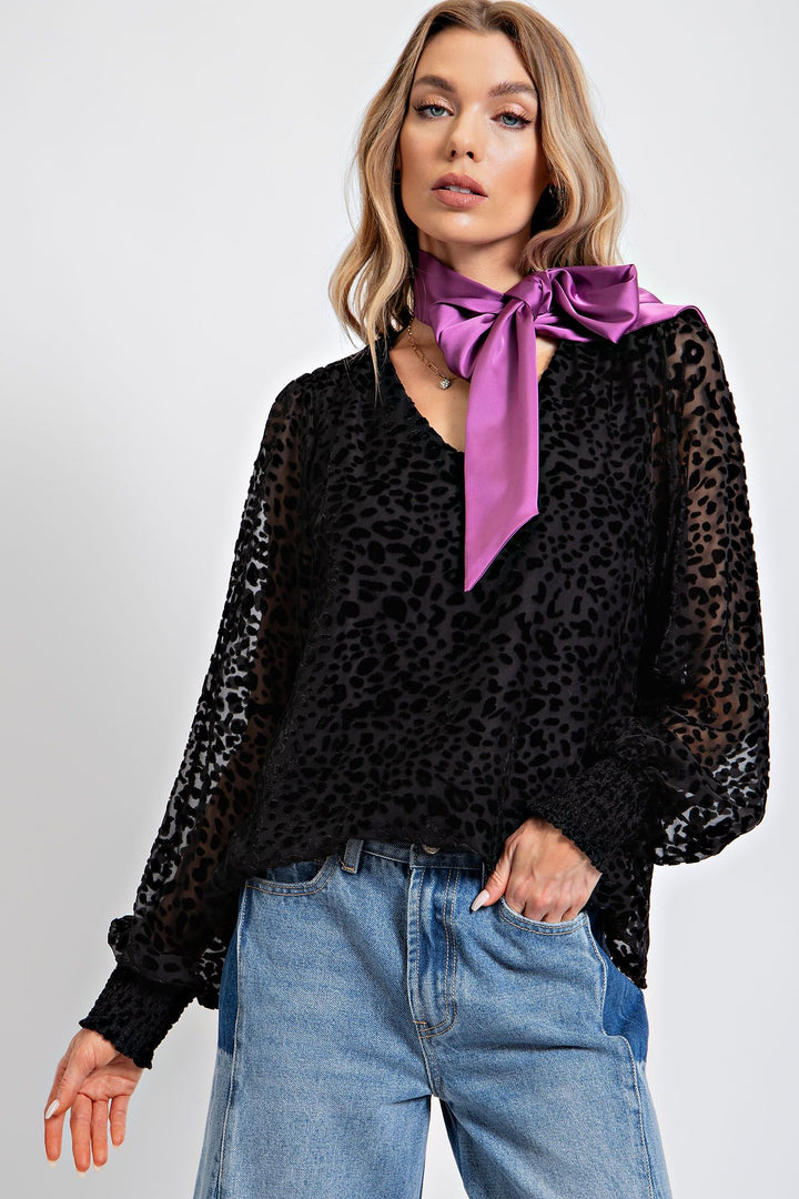 BURNOUT ANIMAL PATTERNED BLOUSE