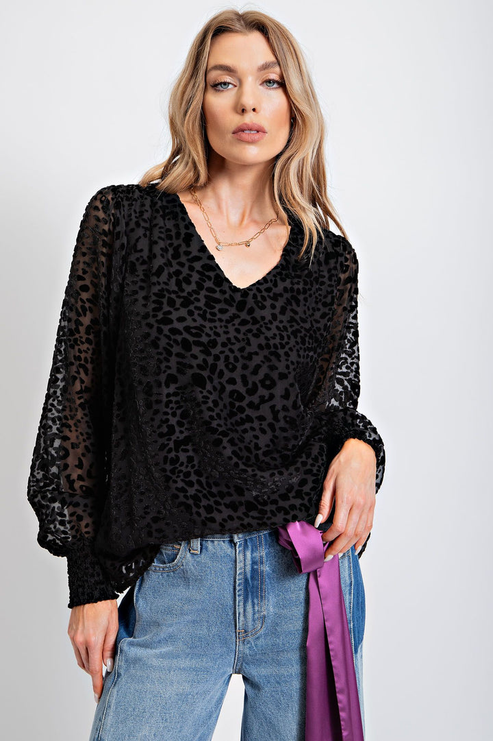 BURNOUT ANIMAL PATTERNED BLOUSE