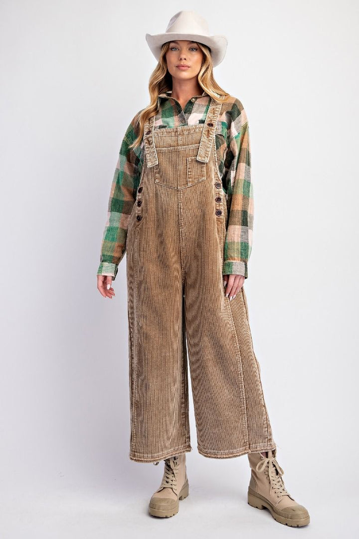 WASHED CORDUROY OVERSIZED JUMPSUIT PANTS