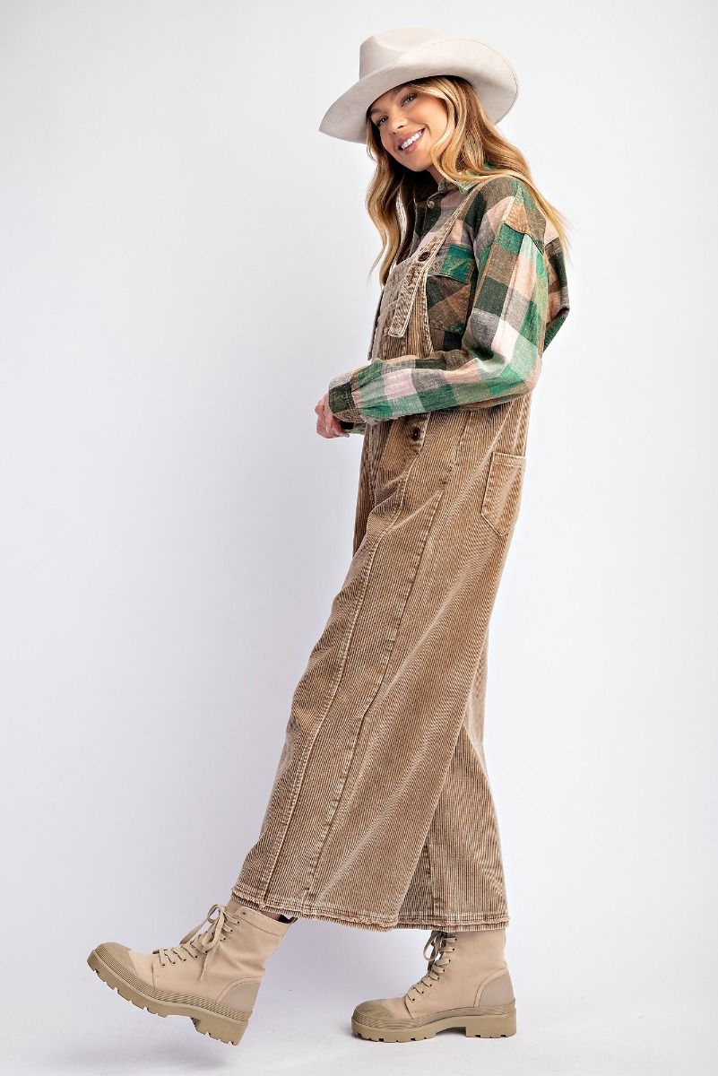 WASHED CORDUROY OVERSIZED JUMPSUIT PANTS