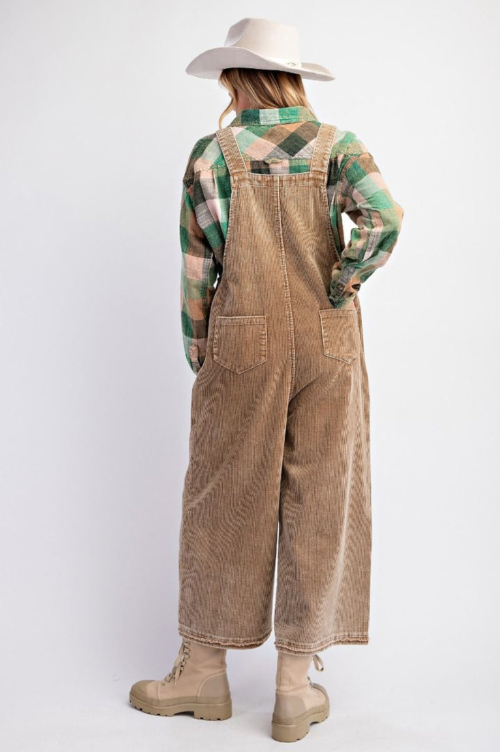 WASHED CORDUROY OVERSIZED JUMPSUIT PANTS