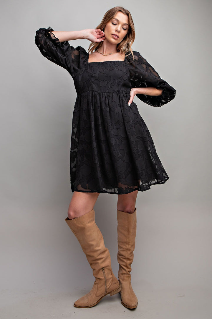 BURNOUT LACE BABYDOLL DRESS