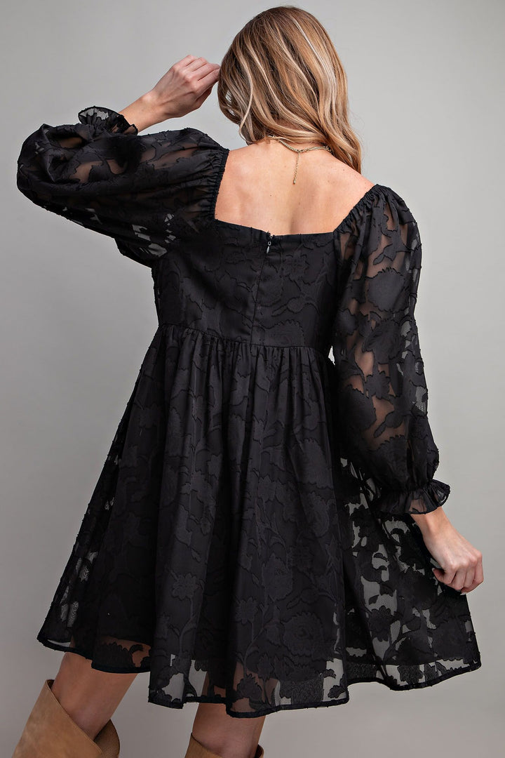 BURNOUT LACE BABYDOLL DRESS