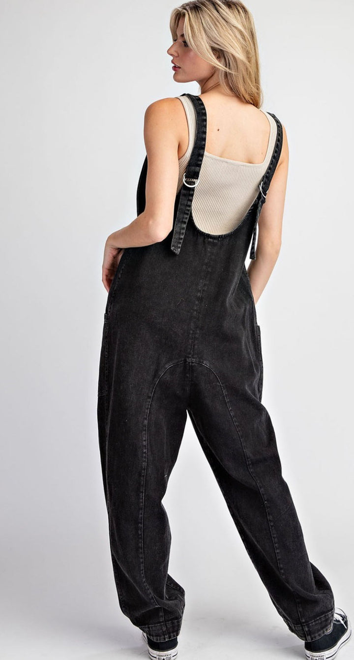 MINERAL WASHED SOLID SCOOP NECK JUMPSUIT