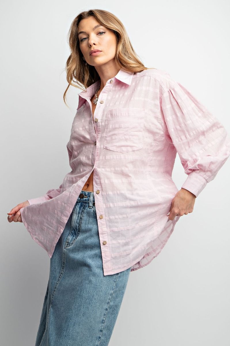 TEXTURED VOILE BUTTON DOWN SHIRT