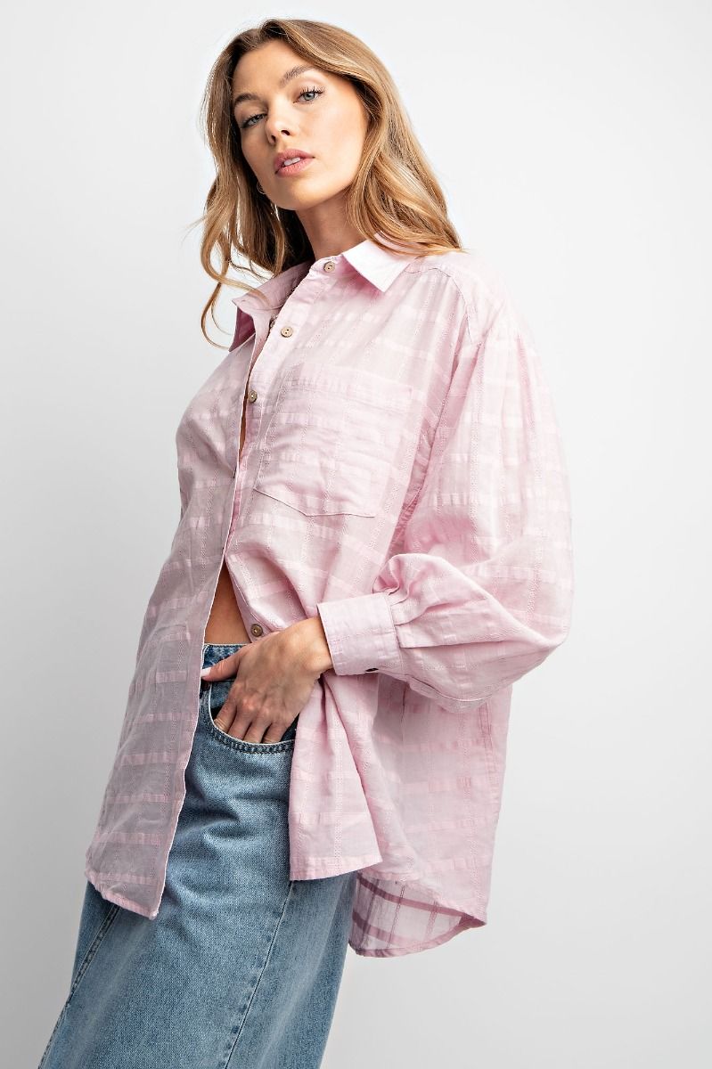 TEXTURED VOILE BUTTON DOWN SHIRT