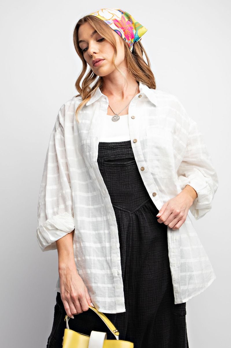 TEXTURED VOILE BUTTON DOWN SHIRT