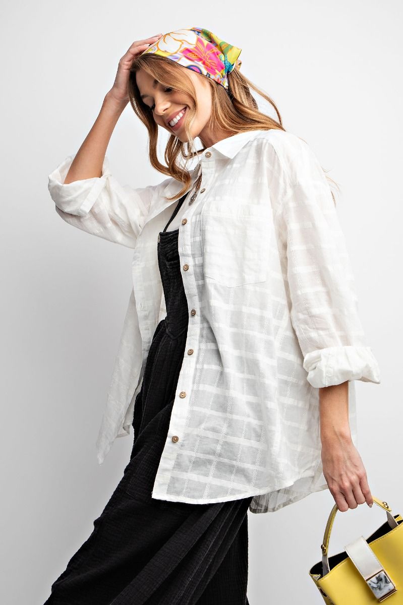 TEXTURED VOILE BUTTON DOWN SHIRT