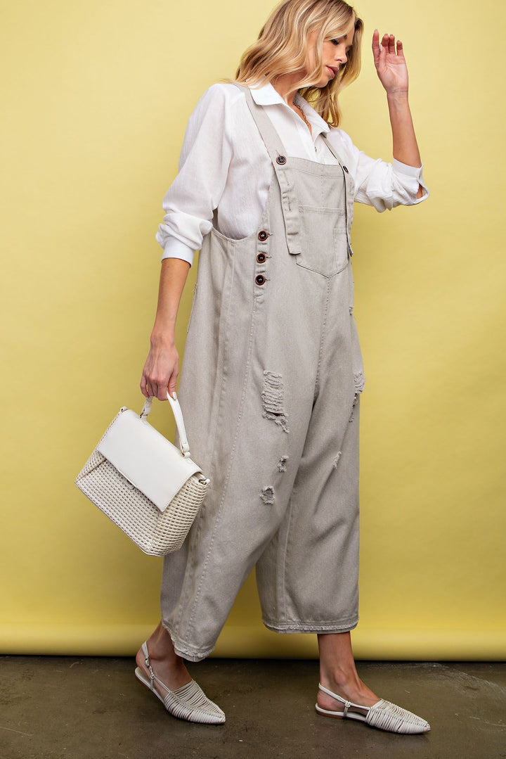 WASHED TWILL OVERSIZED JUMPSUIT