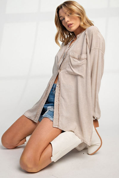 MINERAL WASHED SHIRT TUNIC