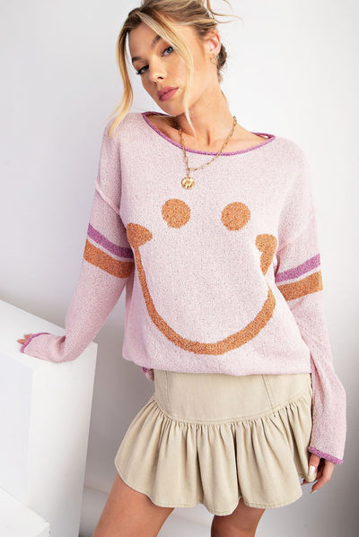 SMILEY FACE KNITTED SWEATER PULLOVER