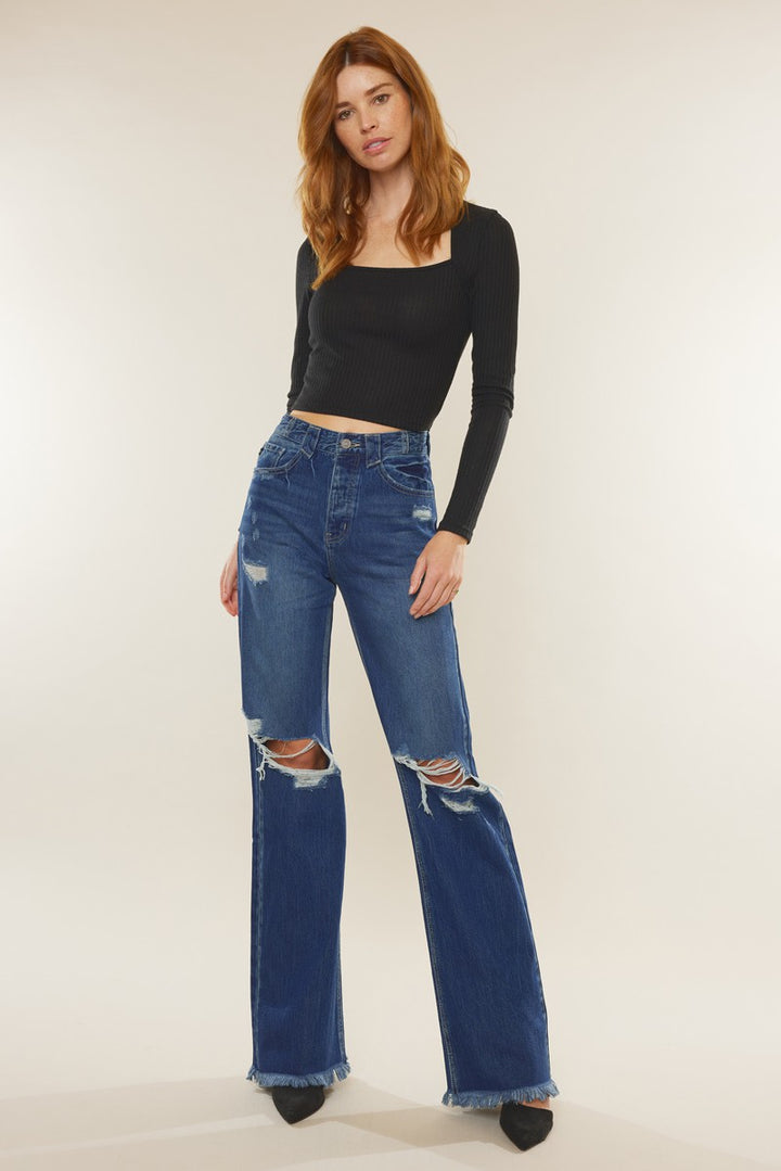 90'S ULTRA HIGH RISE FLARE JEANS