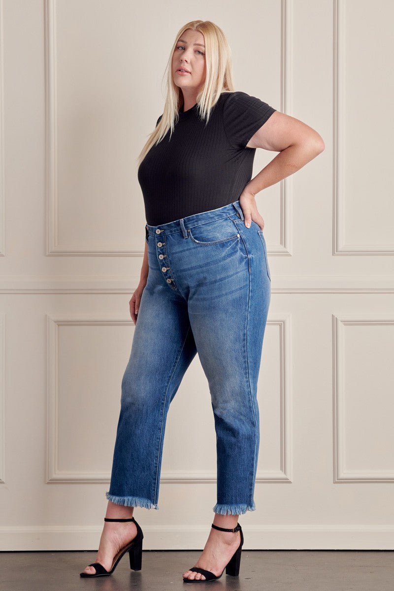 CURVY HIGH RISE STRAIGHT LEG JEANS